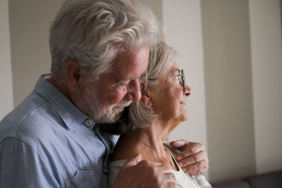 Side view of senior woman