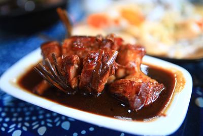 Close-up of meal served in bowl