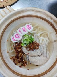 High angle view of food on table