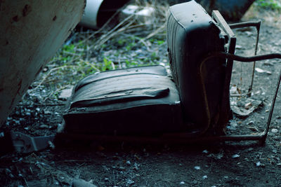 Close-up view of abandoned wheel