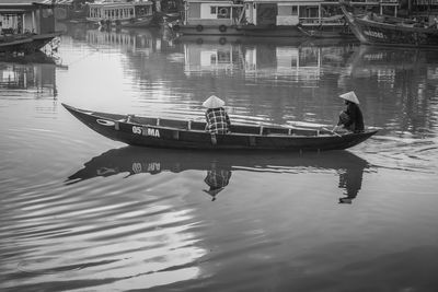 Boat sailing in river