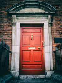 Closed door of old building