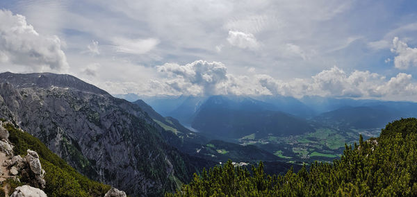 Panoramic view of mountains against sky