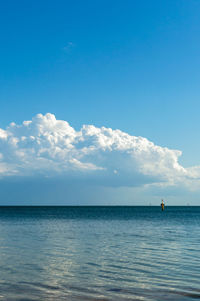 Scenic view of seascape against blue sky