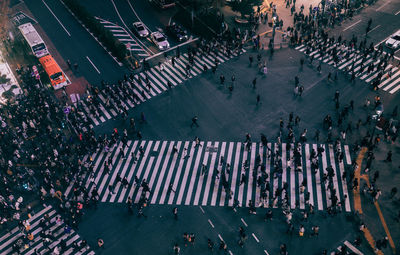 High angle view of crowd on city street