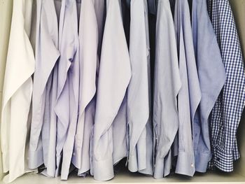 Close-up of shirts in the closet 