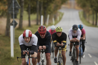 Cyclists on country road