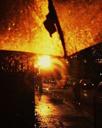 Sunlight falling on wet street during sunset