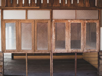 Close-up of window of old building