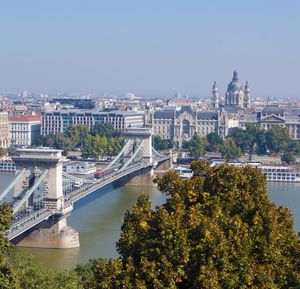 High angle view of bridge over river