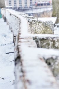 Close-up of snow in city