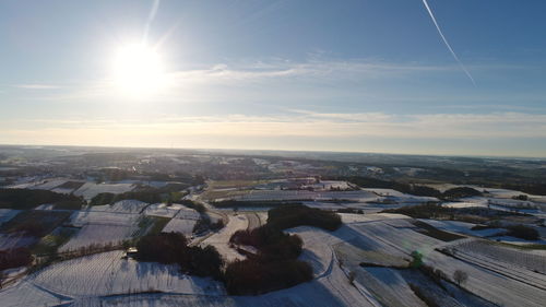 Aerial view of landscape against sky