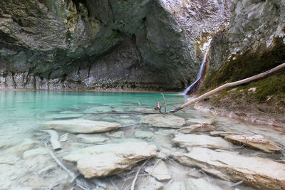 Scenic view of rock formation in water