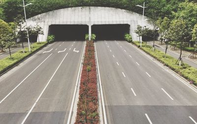 Road passing through tunnel