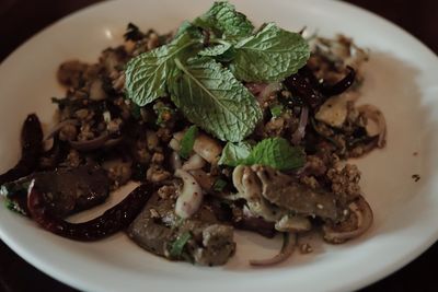 Close-up of meal served in plate