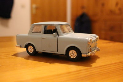 Close-up of toy car on table