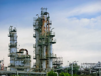 Low angle view of factory against sky