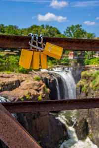 Love locks on the bridge by great falls