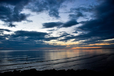 Scenic view of sea against sky at sunset