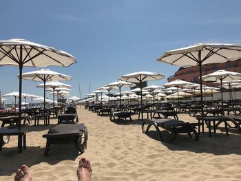 Deck chairs on beach