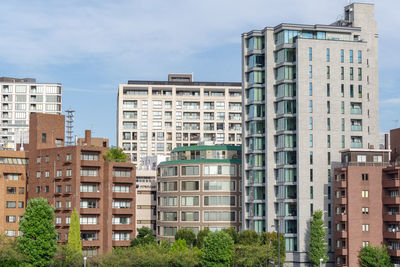 Low angle view of buildings against sky