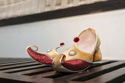 High angle view of shoes on table