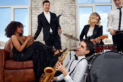 Business colleagues working at home