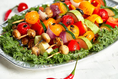 Close-up of fruits in plate