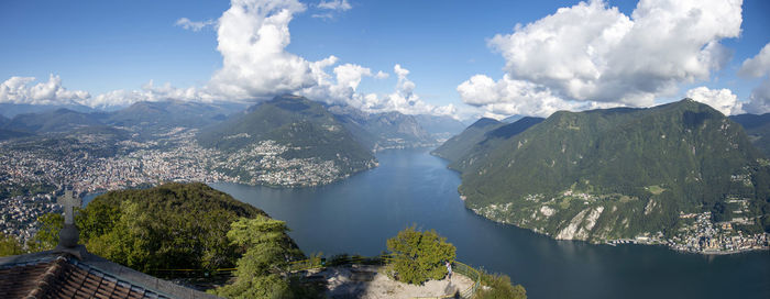 View from above, in the top of monte san salvatore, switzerland