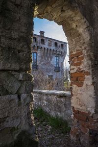 Low angle view of old ruin building