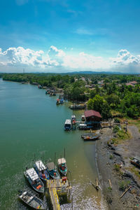 High angle view of sea against sky