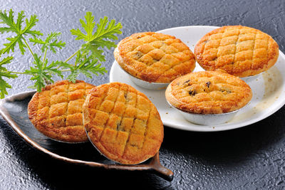 High angle view of sweet food on table