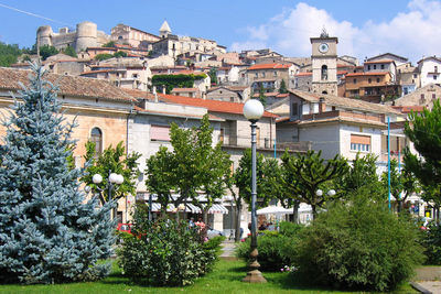 Low angle view of buildings against sky