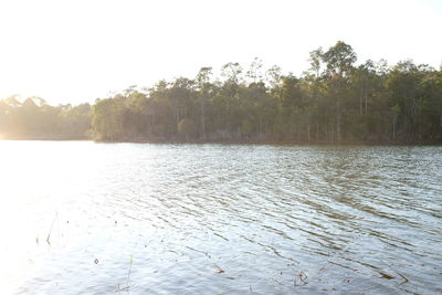 Scenic view of lake against clear sky