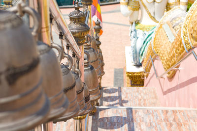 Sculpture of temple outside building