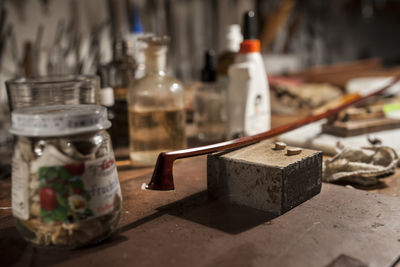 Close-up of food on table