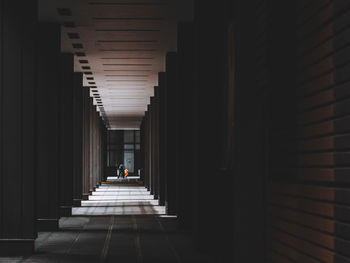 Rear view of corridor of building