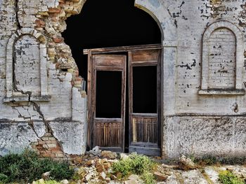 Closed door of old building
