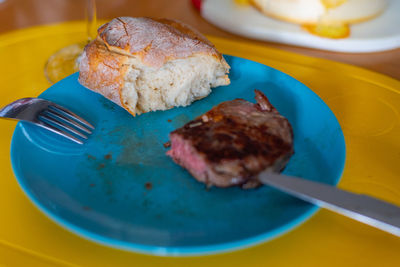 Close-up of breakfast served in plate