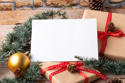 Christmas decorations on table