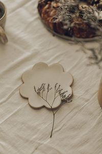 High angle view of heart shape on table