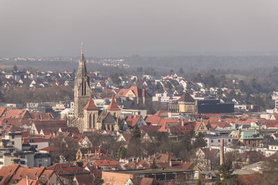 High angle view of townscape against sky