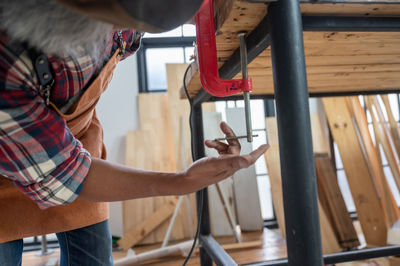 Man working on wood