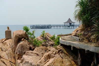 Scenic view of sea against clear sky