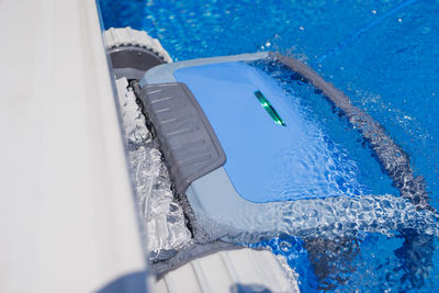 High angle view of dental equipment