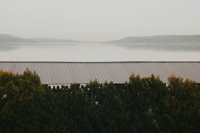 Scenic view of lake against clear sky