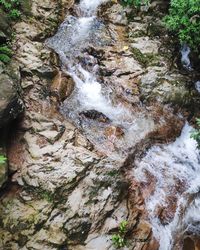 Stream flowing through rocks in forest