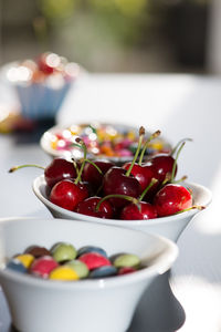 Close-up of salad in bowl on table