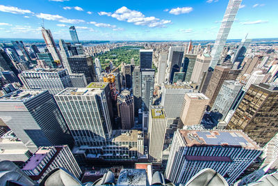 High angle view of buildings in city