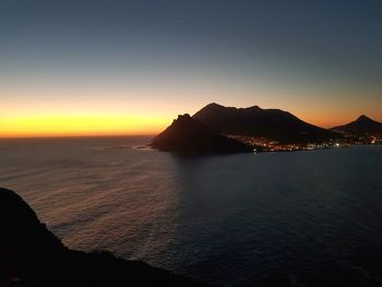 Scenic view of sea against sky during sunset